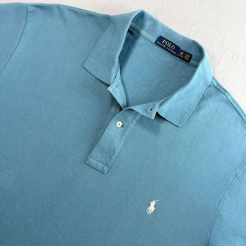 Polo Ralph Lauren Polo Shirt Mens XLT Blue Pique Pony Logo Tall Summer Wear